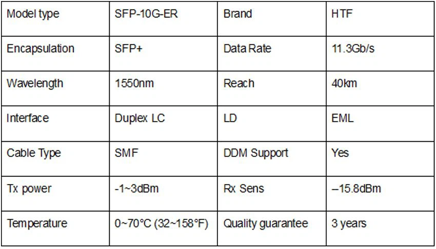 10Gbs SFP 1550nm 40km ER